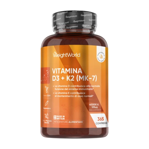 Vitamina D3 e K2 4000 ui - 365 Compresse - Benessere ossa, articolazioni e difese naturali