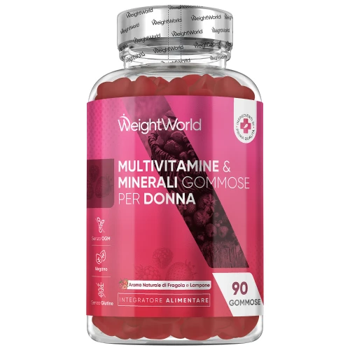Multivitaminico Donna - 90 Caramelle Gommose (3 Mesi) - 13 Vitamine e Minerali per Energia, Pelle, Capelli e Sistema Immunitario