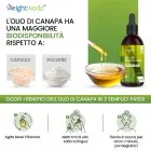 Benefici Olio di Canapa spremuto a freddo, facile da usare e  con elevata biodisponibilità
